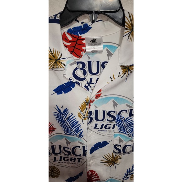 Busch light short sleeve button down collared shirt men small - Picture 6 of 6